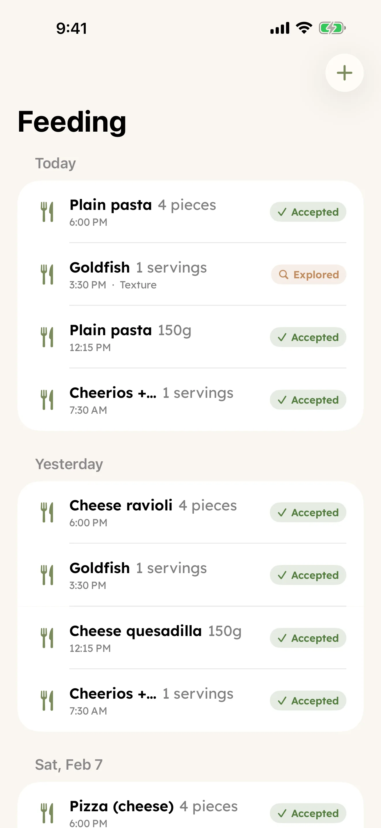 The feeding log