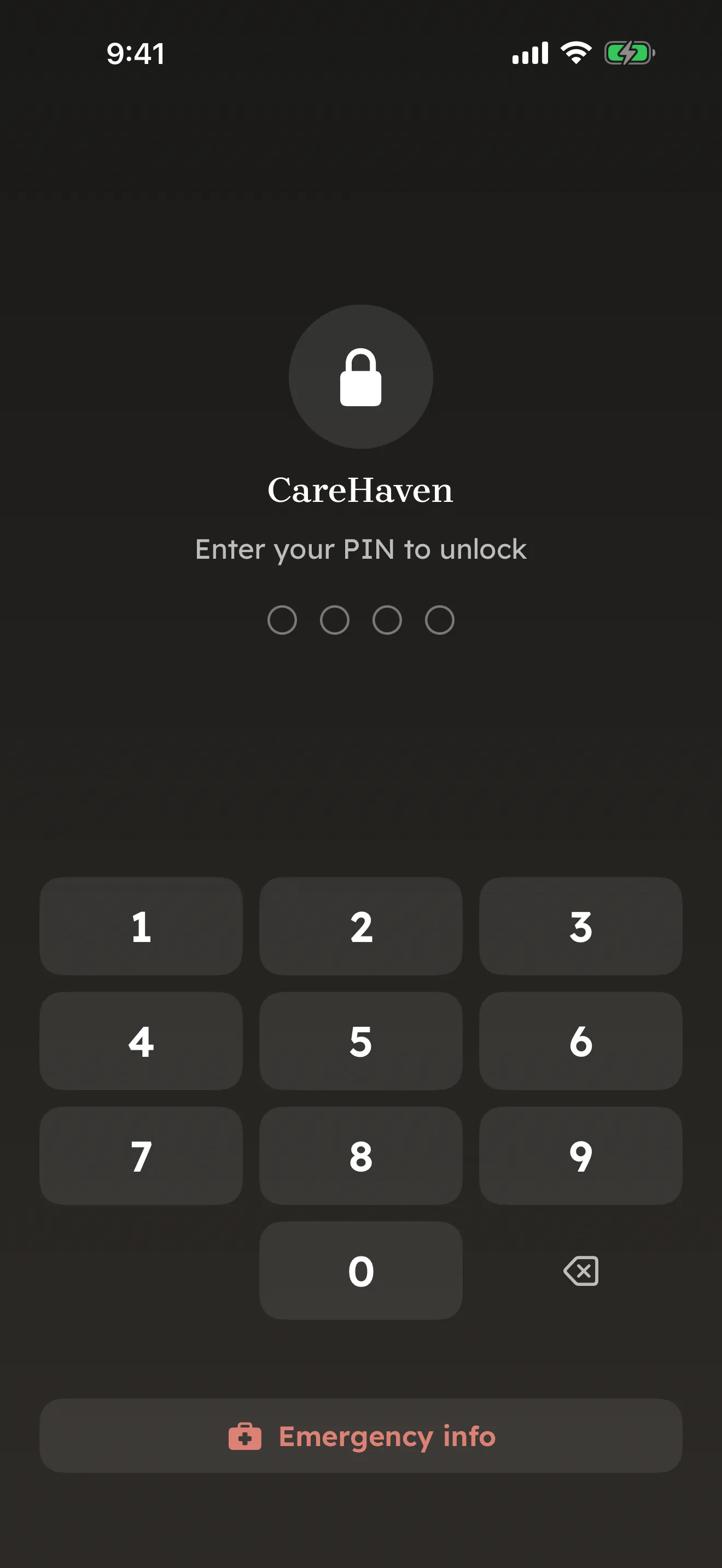 Lock CareHaven with a PIN or Face ID