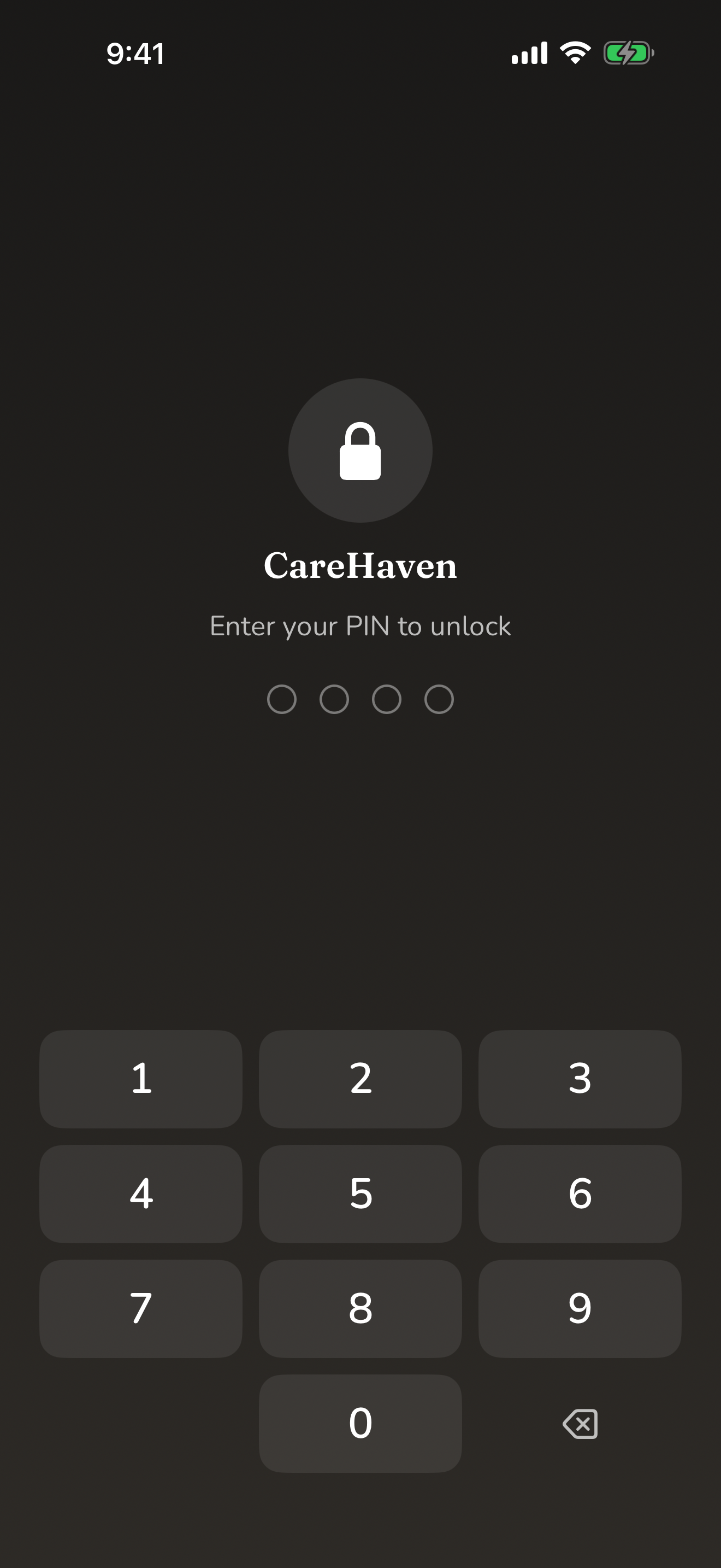 Lock CareHaven with a PIN or Face ID