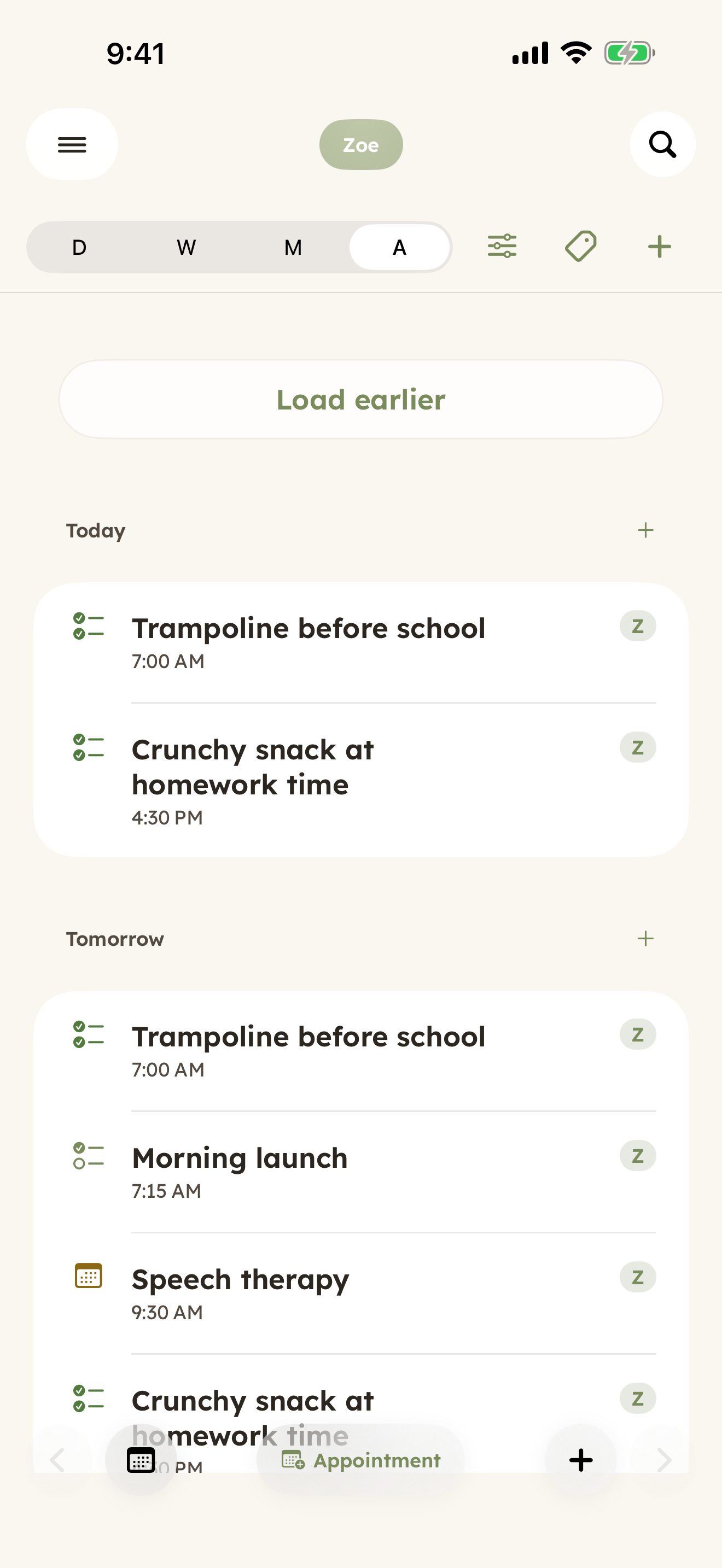 Schedule — appointments