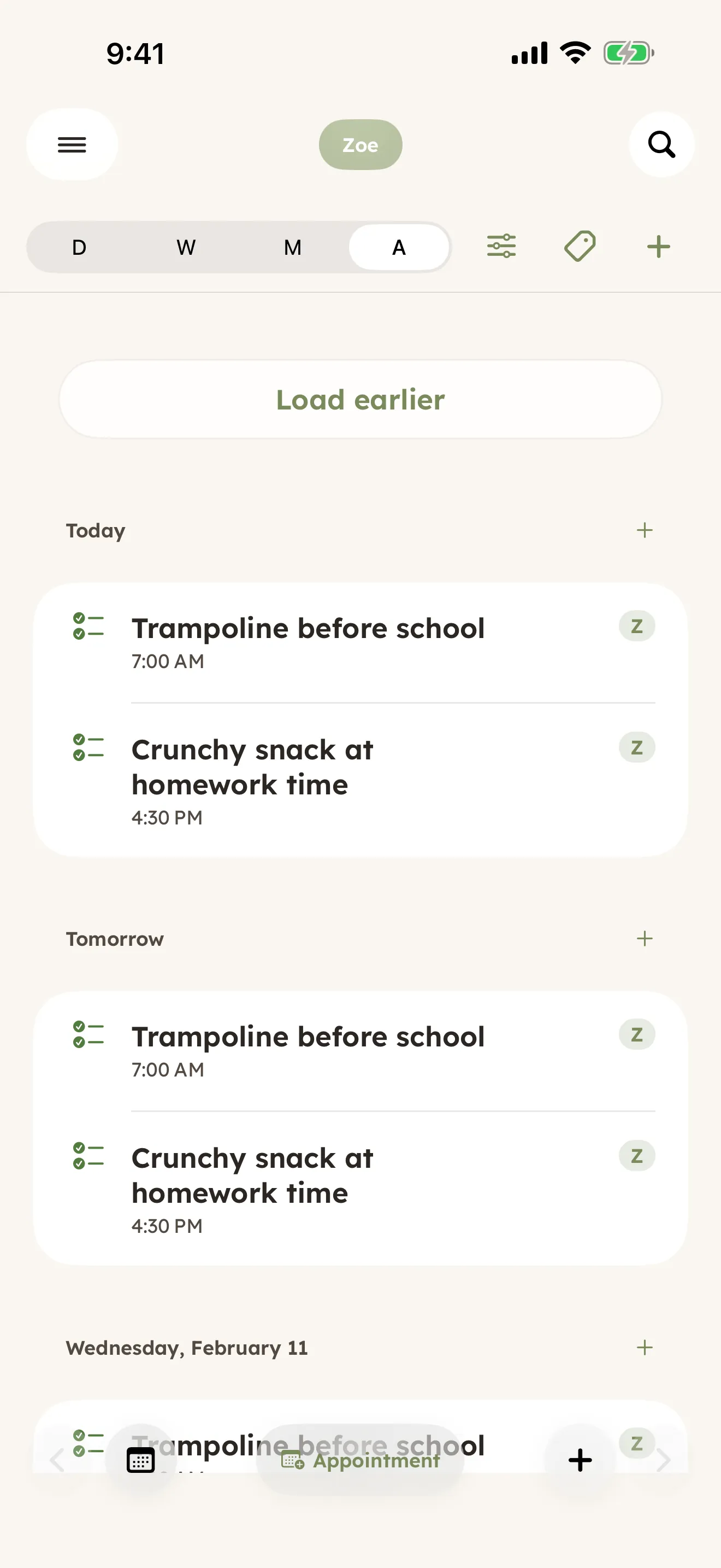 Schedule — appointments