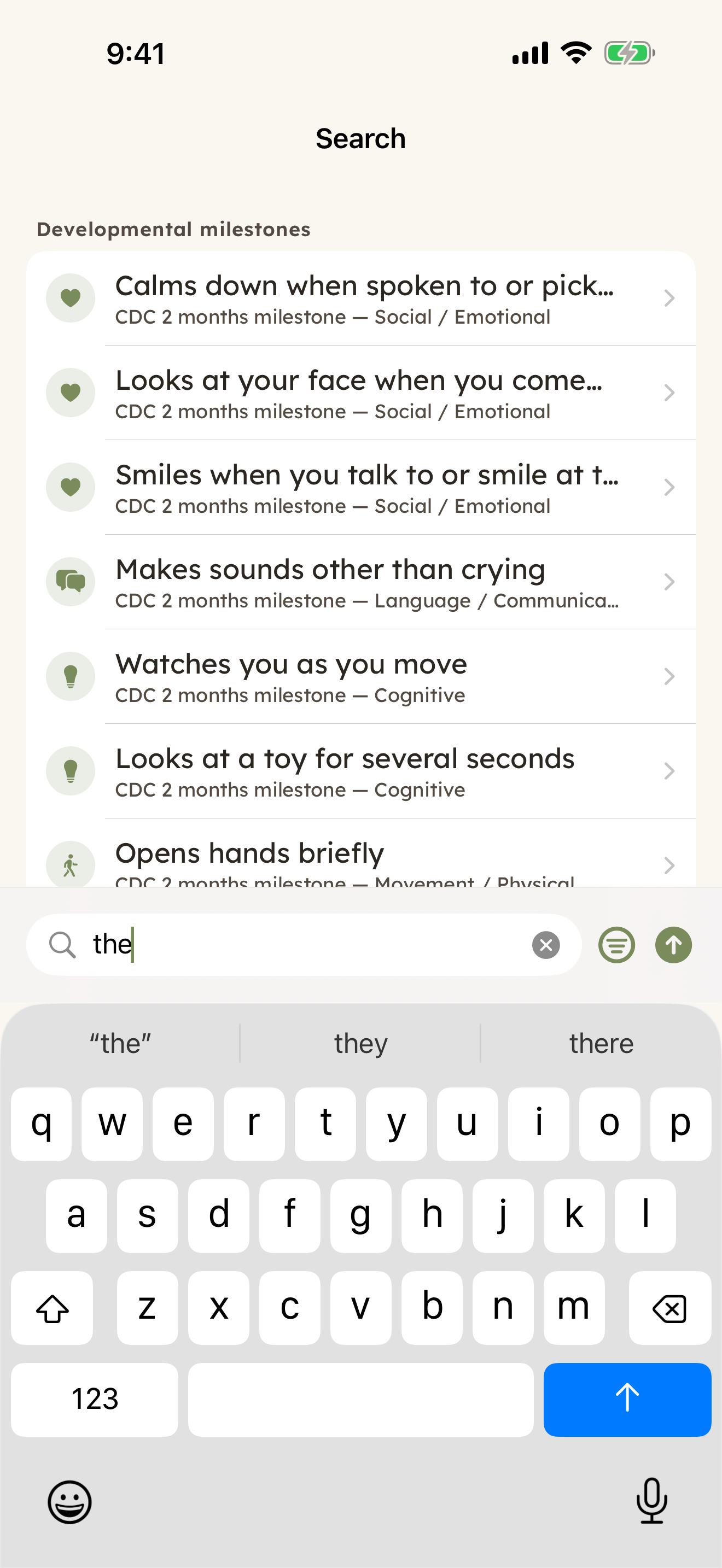 Universal search — type one letter, find everything